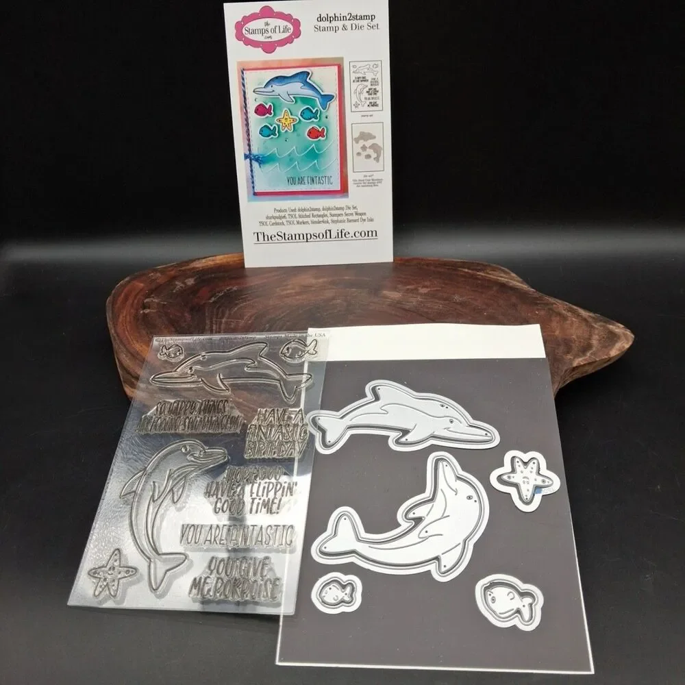 The Stamps of Life DOLPHIN2STAMP Clear Stamp & Matching Dies Stephanie Barnard